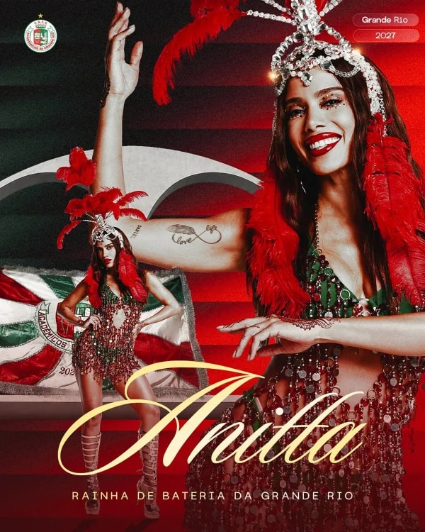 Anitta mostra samba no pé após ser anunciada como Rainha de Bateria