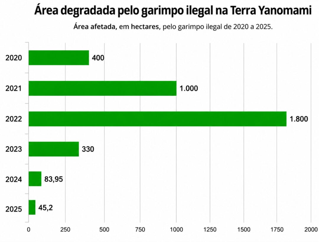 Área degradada pelo garimpo cai, mas atividade muda estratégia e segue na Terra Indígena Yanomami