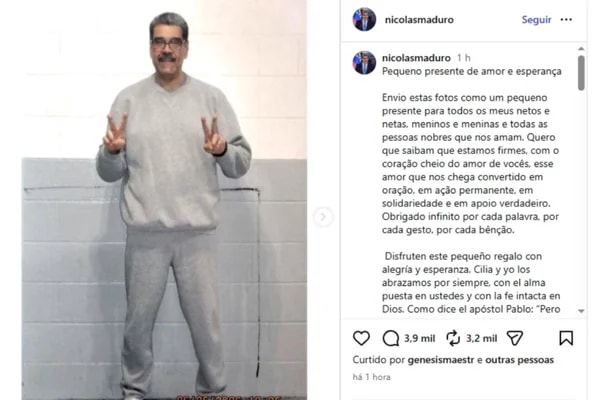 Perfil oficial divulga fotos de Maduro com uniforme em prisão nos EUA